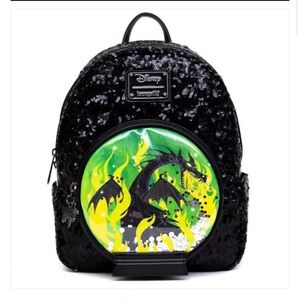 Loungefly Disney Villains Maleficent Dragon Sequin Snow Globe Mini Backpack